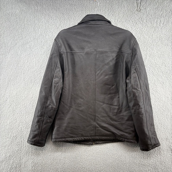 Izod Genuine Lamb Leather Jacket Brown Zip Front Size Medium - Picture 2 of 9